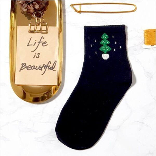 크리스마스 트리 선물 여자 발목 패션 양말 프랑스자수 패키지 도안 DIY