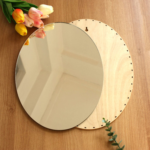 라탄 거울 만들기 타원거울 26x36cm 자작나무합판