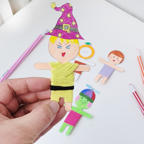 걱정인형 만들기 패키지 DIY KIT(5인) 컬러링 도안 그림그리기 색칠하기